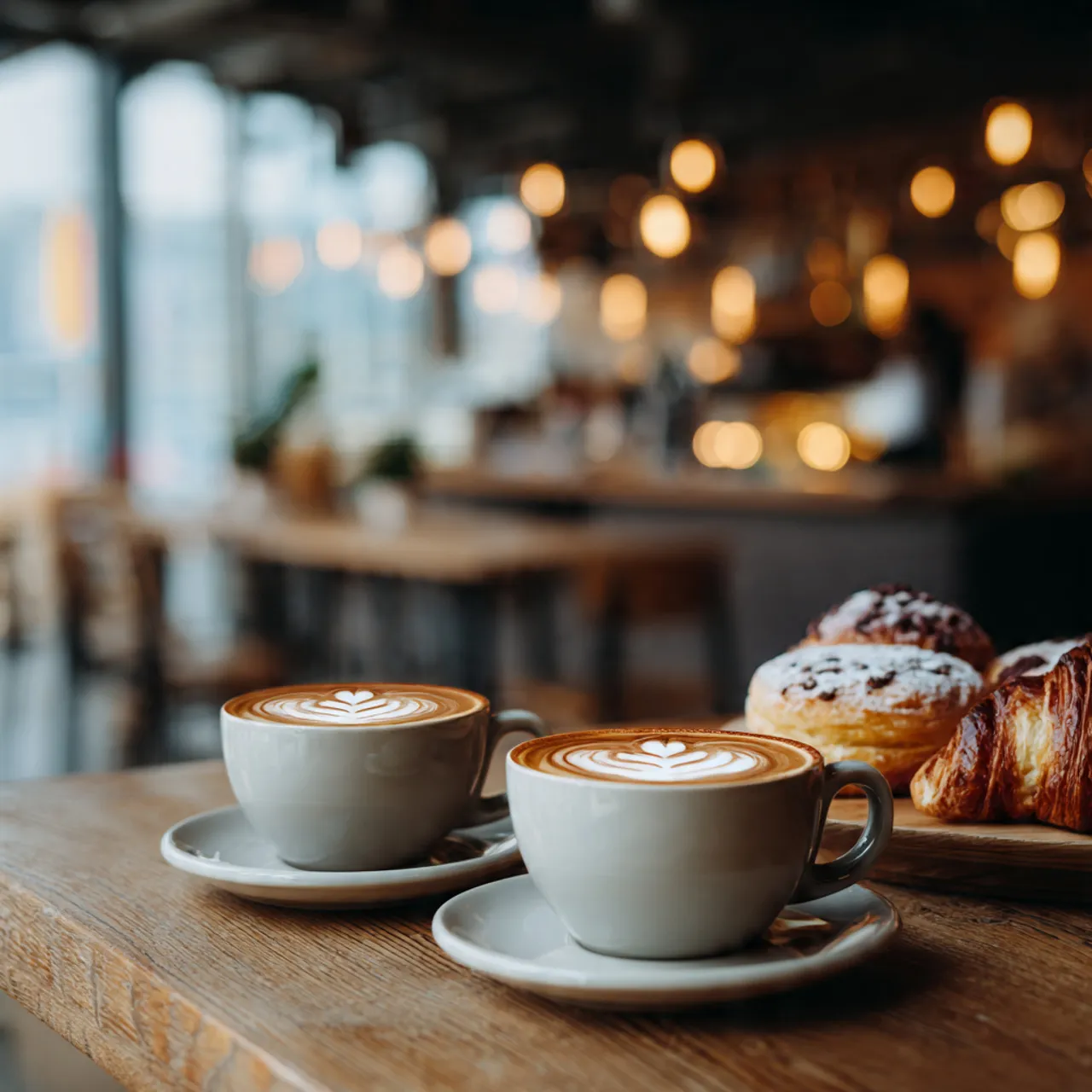 A café counter at morning light, the kind of place Scanqur is built for.
